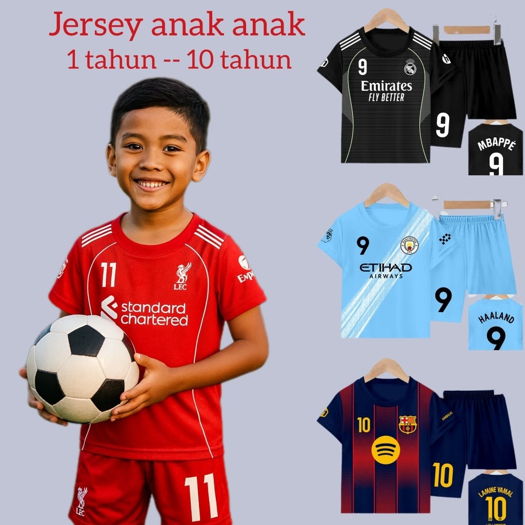 SETELAN JERSEY ANAK ANAK 1-12 TAHUN BOLA FUTSAL BADMINTON
