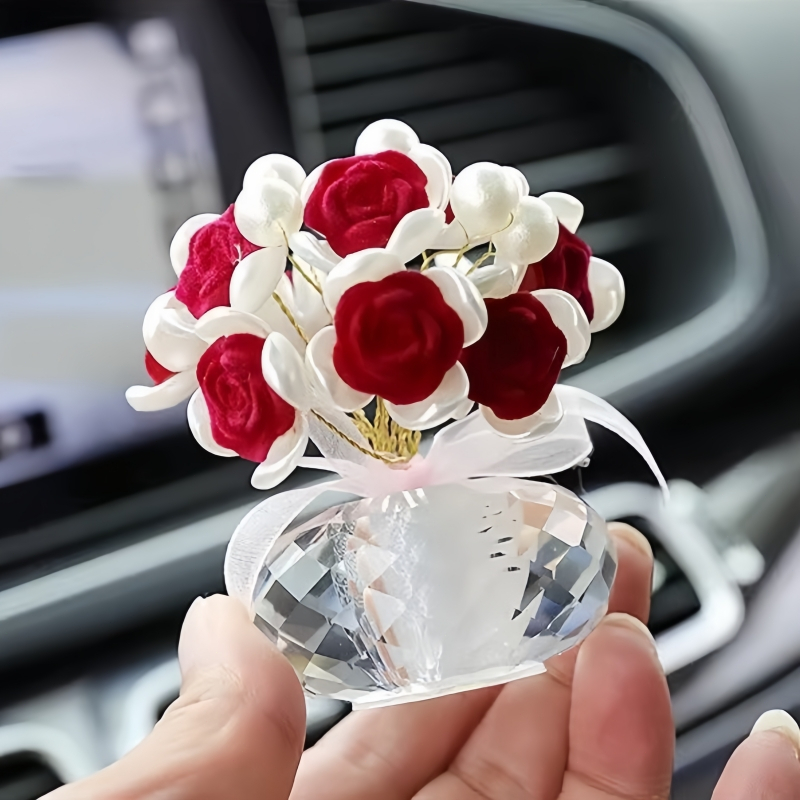 READY Ornamen Parfum Aromaterapi Mawar Kristal / Aksesoris Bunga Tuk Mobil / Parfum Mobil Mewah