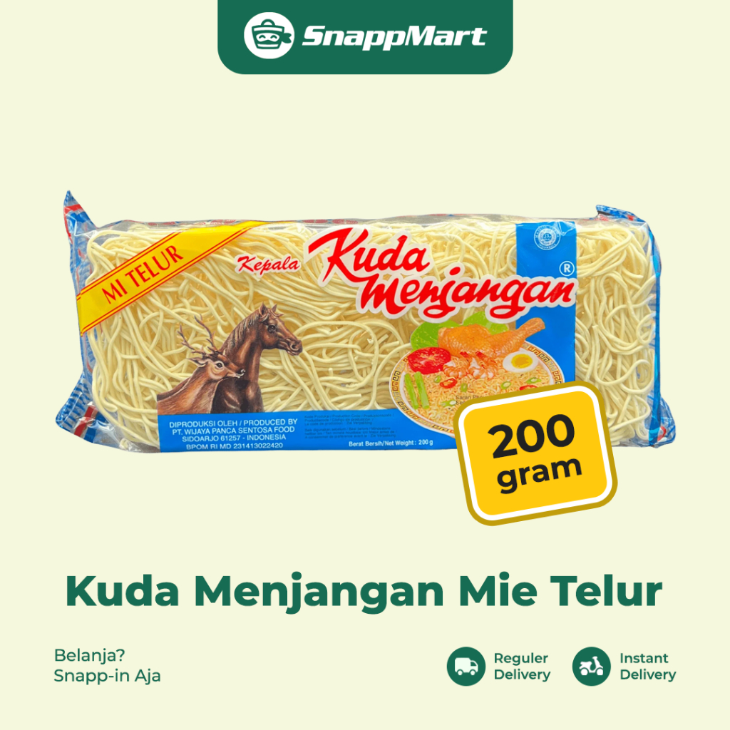 

Cap Kepala Kuda Menjangan Mie Telur Noodle (200 gram) - INSTANT / SAMEDAY / REGULER - Beras, Mie & Kacang