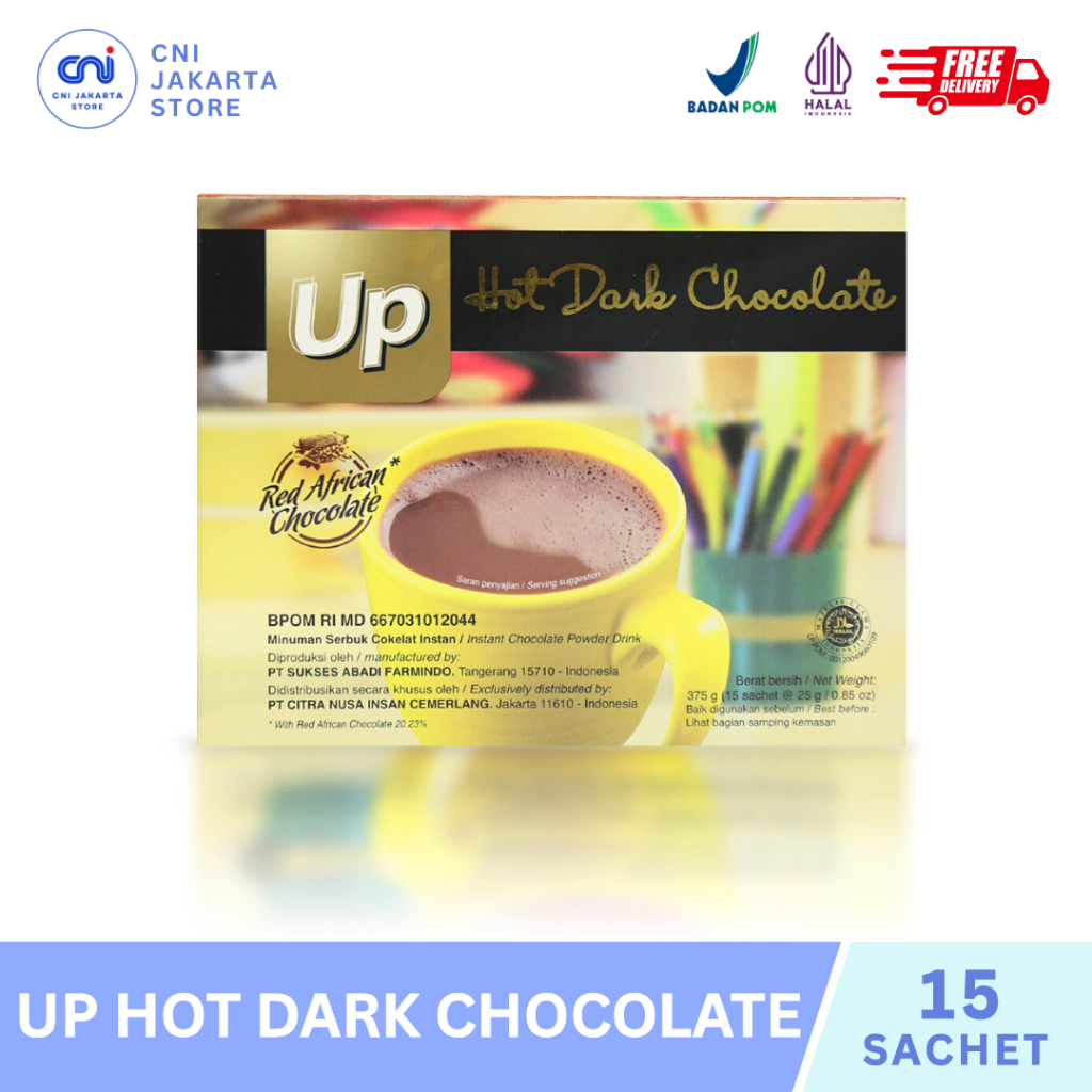 

UP HOT DARK CHOCOLATE (15 Sachets) - Dark Chocolate Drink with Ginseng Extract
