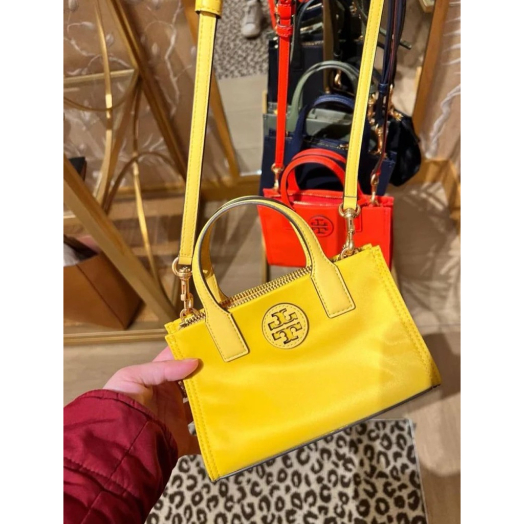 Tas Tory Burch Ella Nylon Mini Tote Limone AUTHENTIC