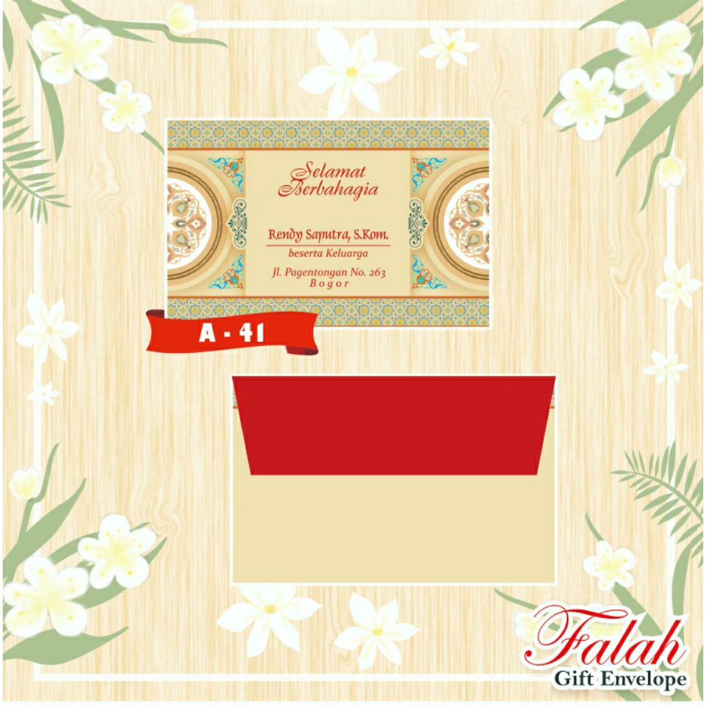 

Amplop falah, Amplop kondangan, Amplop motif. sudah termasuk cetak nama