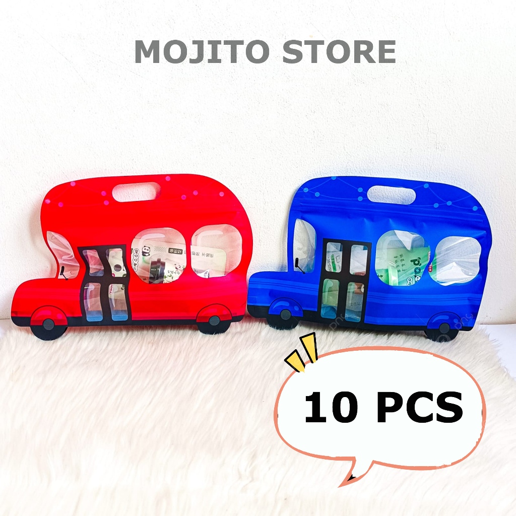 

(10 PCS) Plastik Bingkisan Ziplock Standing Mobil Goodie Bag ZIPPER HAMPERS GOODY ULTAH ULANG TAHUN