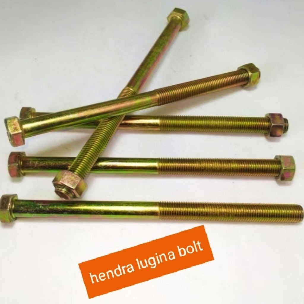 baut mur m10x150 pitch 1,25 drat halus kunci 14 grade 4.6