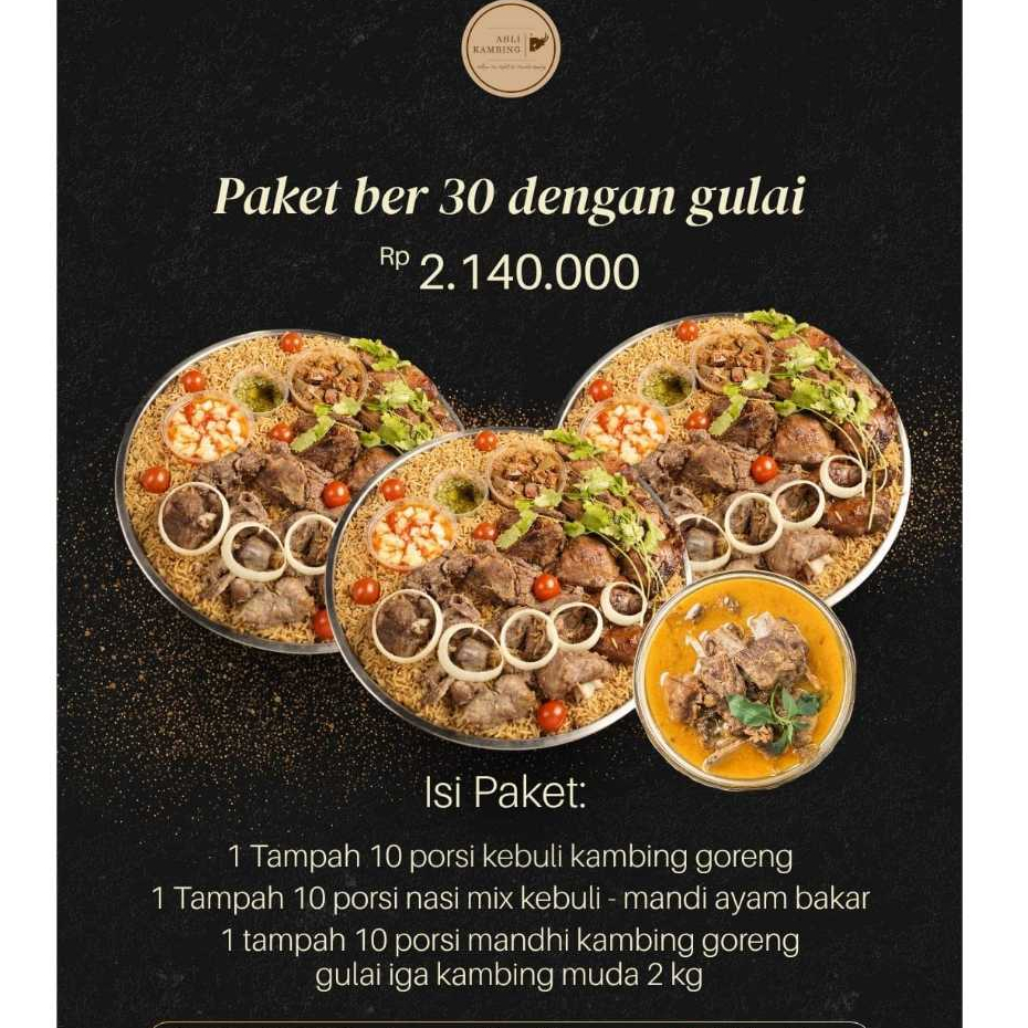 

Paket Sajian Kebuli Tampah ber 30 - Ahli Kambing