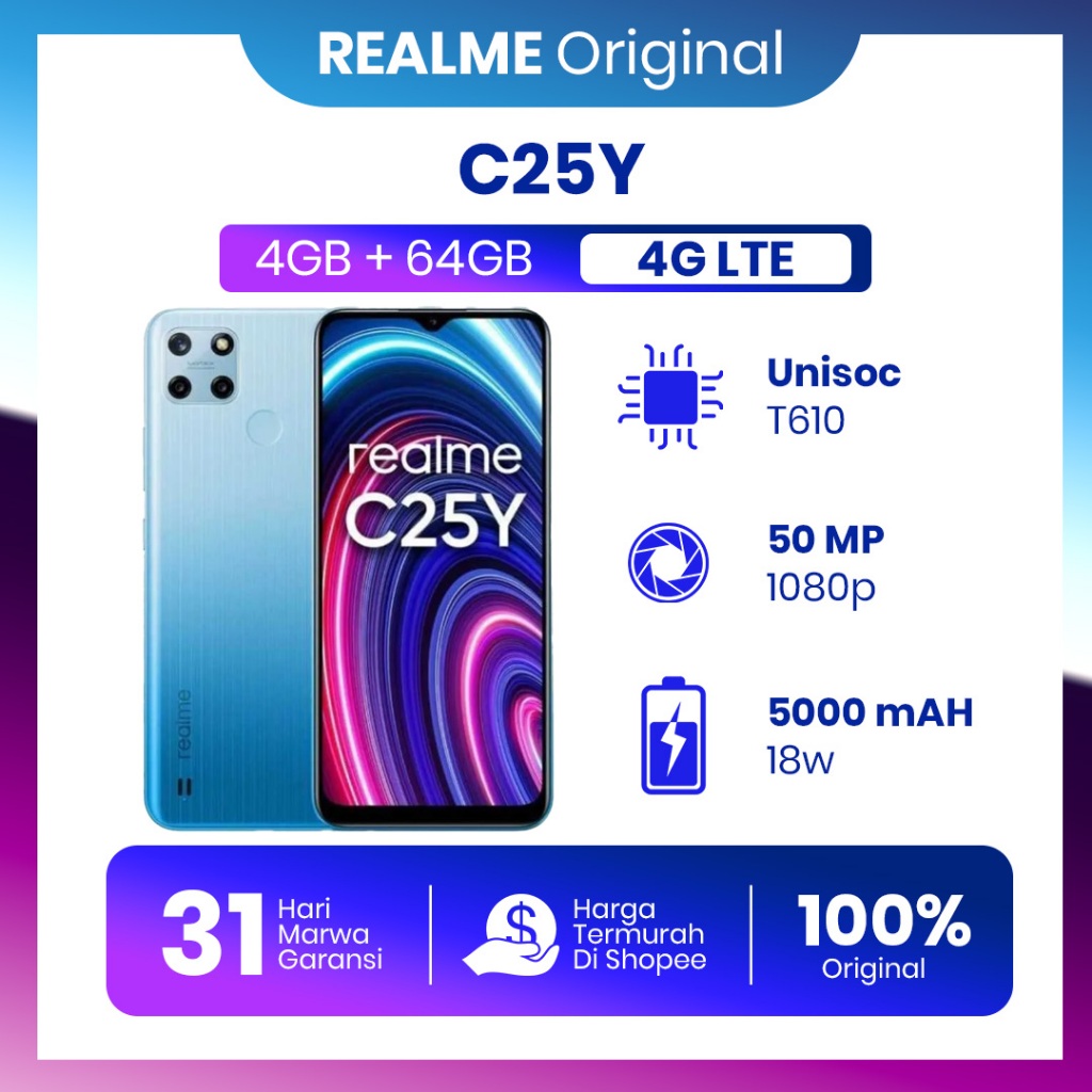 Realme C25Y 4/65GB FullSet Original Second Garansi 100% Normal Tanpa Kendala