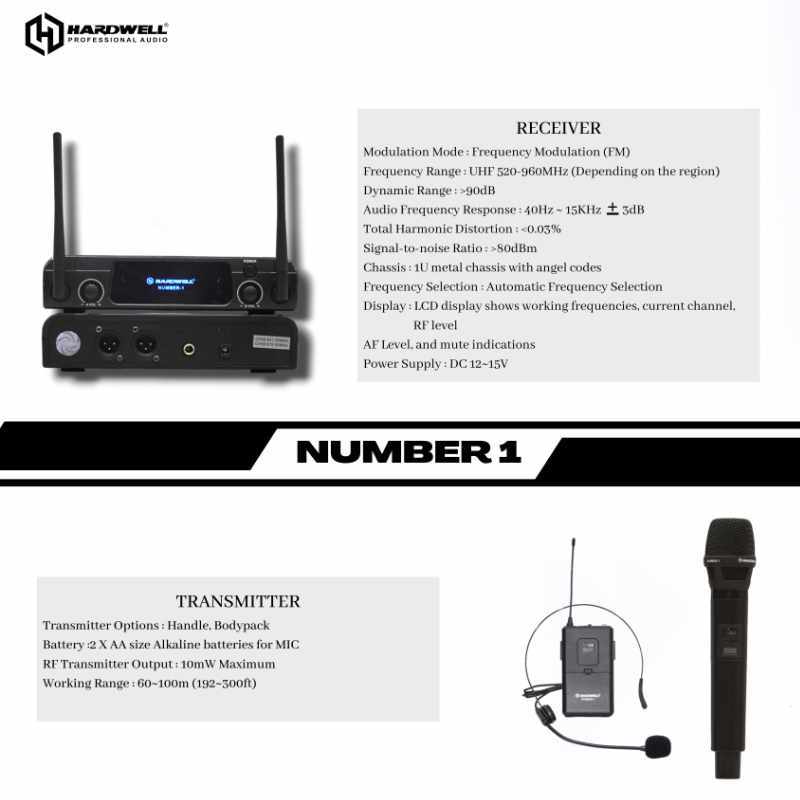Mikrofon Wireless Hardwell Number 1 Combine / Mic Number1 Wireless Hardwell Original