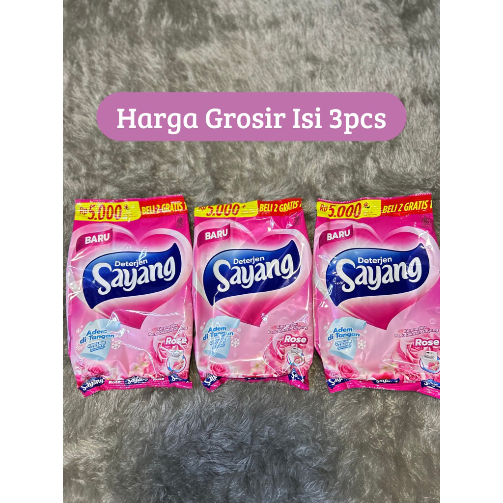(Isi 3pcs) Sabun Cuci Baju Sayang/Sabun Deterjen Bubuk 220gram Paket Hemat Harga Grosir