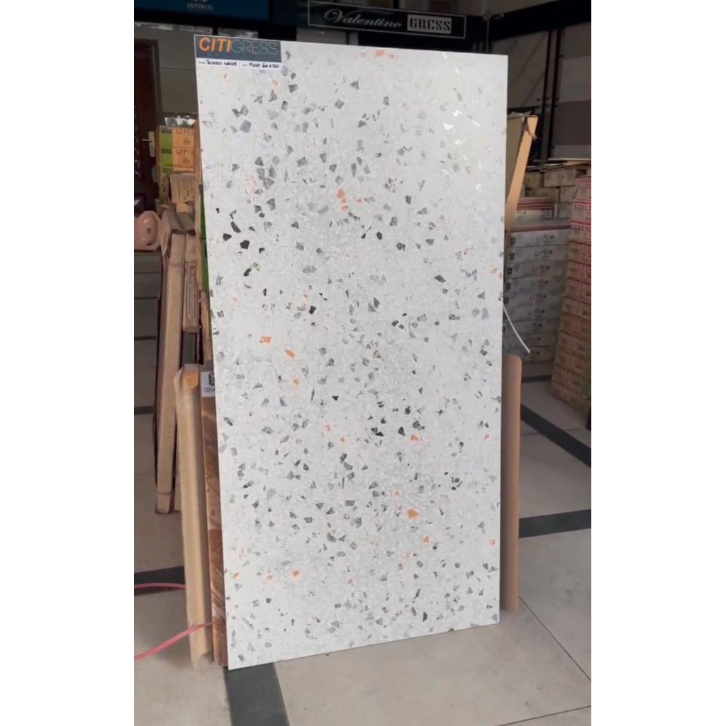 Granit motif terazzo white 60x120 textur matte