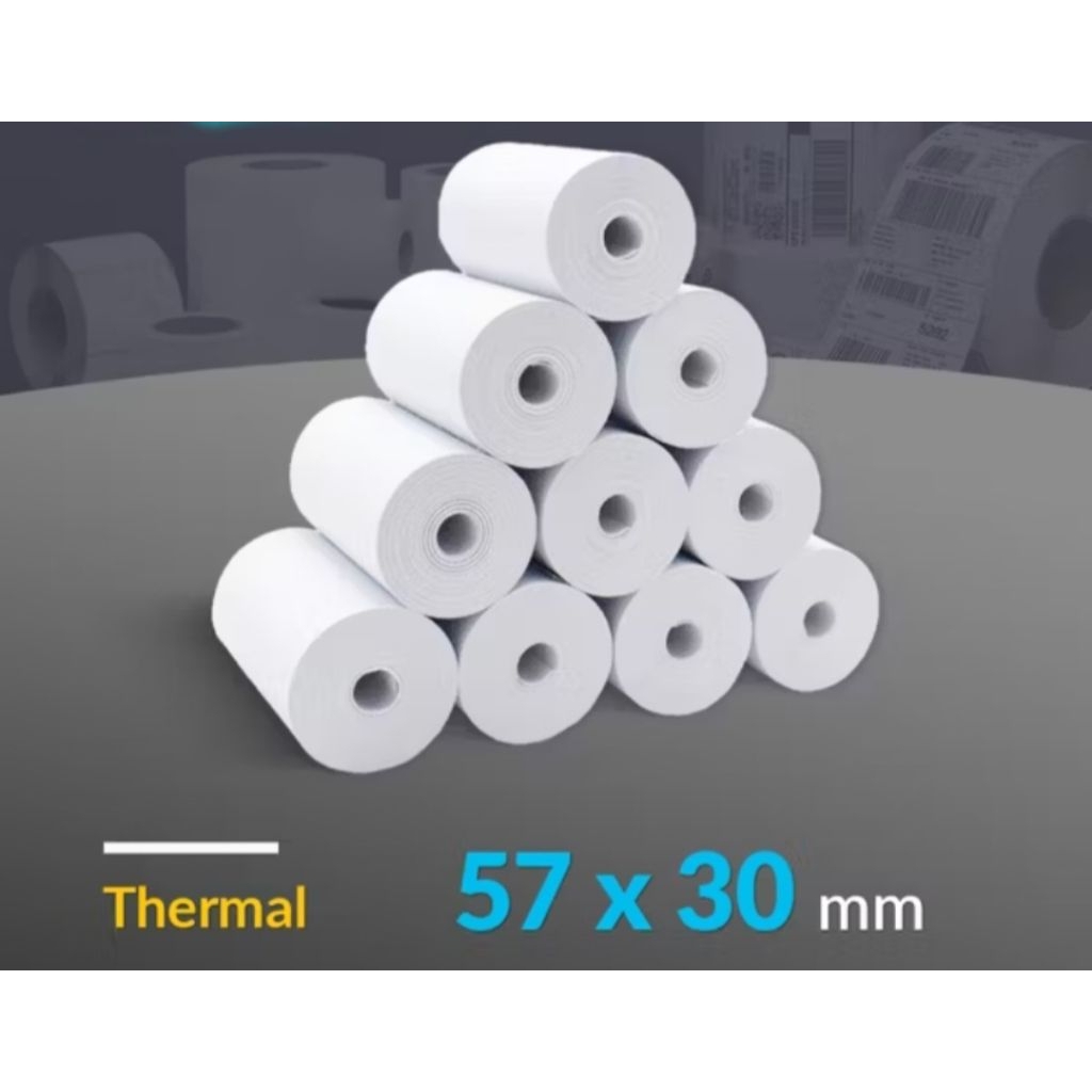 

(PACK=10 ROLL) KERTAS THERMAL STRUK KASIR PAPER ROL 57X30 CORELESS THERMAL PRINTER