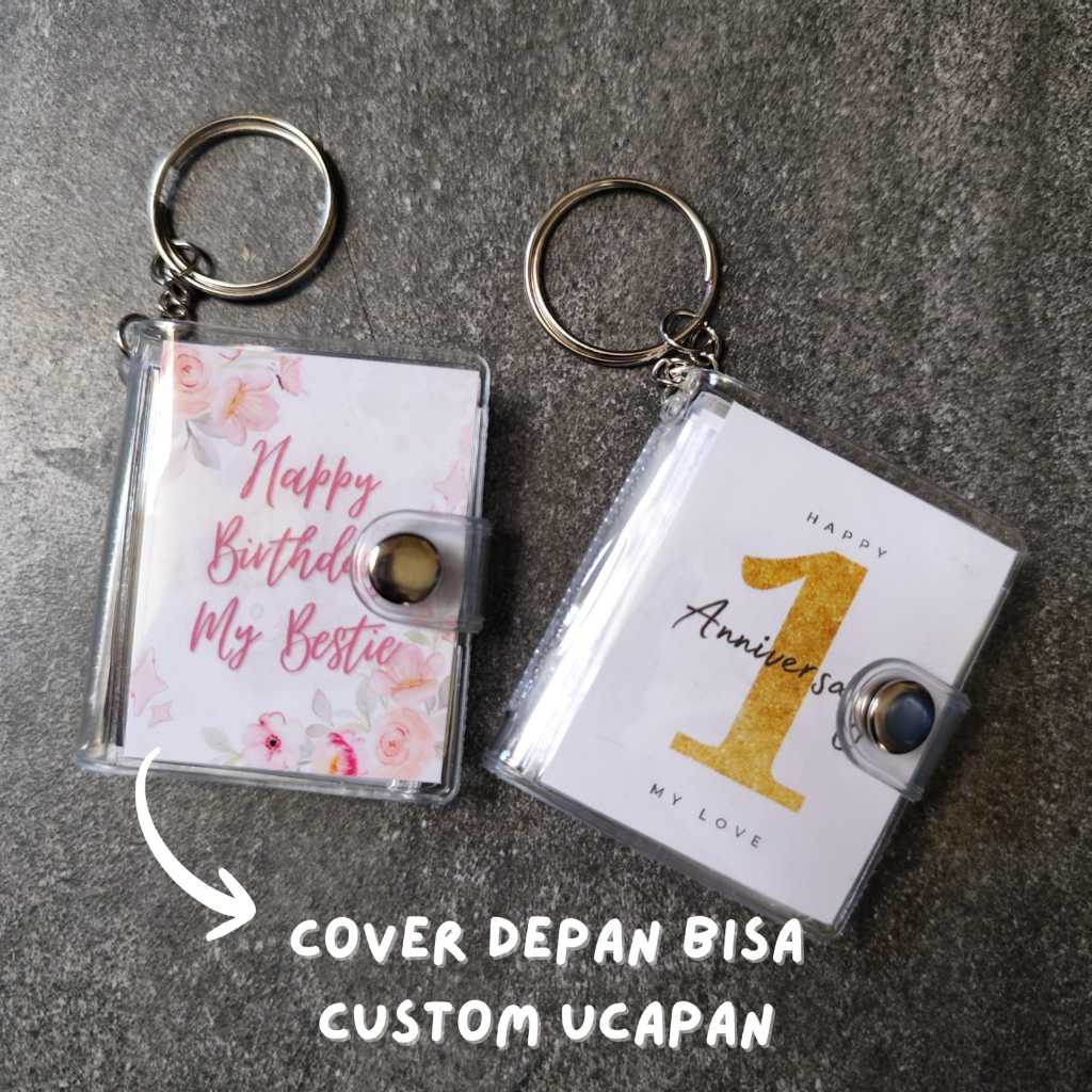 AIZHA [TANPA PO] 1 Hari Jadi Gantungan Kunci Album Mini 2 Inchi FREE CETAK FOTO dan Custom Ucapan Pa