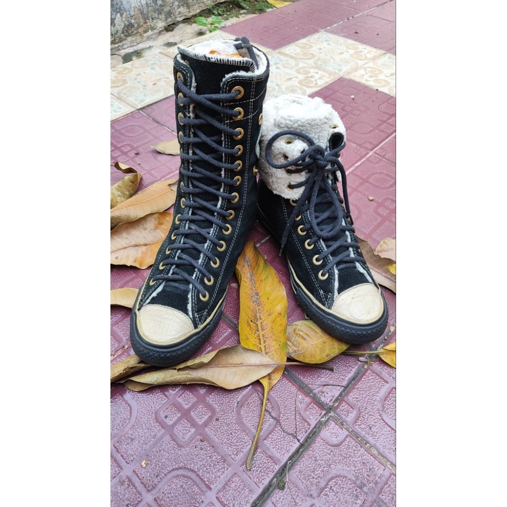 Converse Vintage Chuck Taylor Hi Suede Black Knee Top Size 40