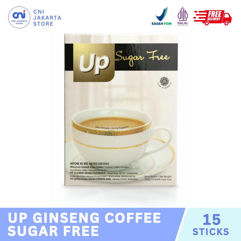 UP Ginseng Coffee Sugar Free (15 Sachets) - Kopi Ginseng CNI Rendah Kalori