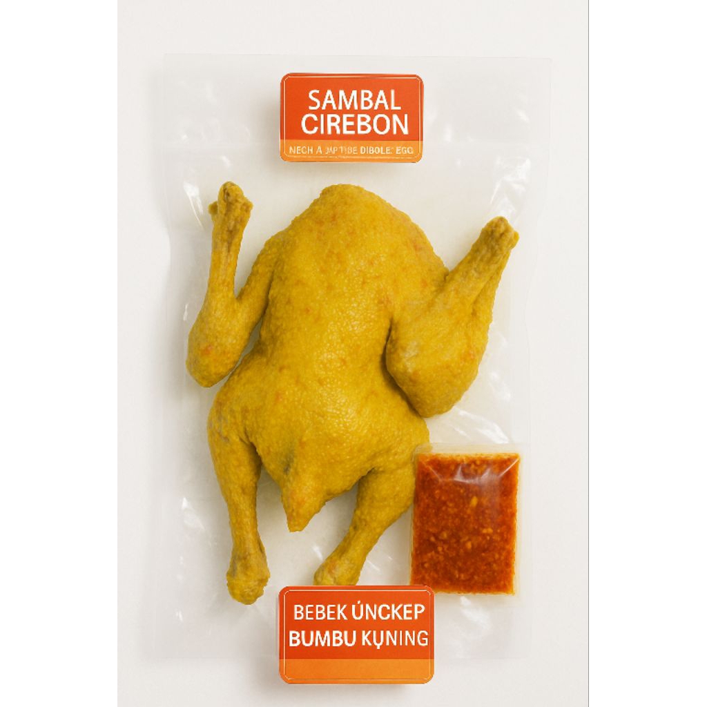 

BEBEK UNGKEP BUMBU KUNING frozen GRATIS SAMBAL yang dimasak dengan resep turun-temurun. Dibumbui rempah pilihan, dimasak dengan teknik ungkep hingga bumbu meresap sempurna, menghasilkan rasa gurih mantap dan empuk sampai ke tulang.