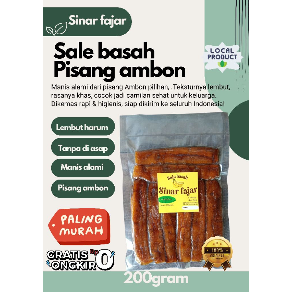 

Sale Basah Pisang Ambon 200gr – Premium Grade, Rasa Manis Legit, alami. tidak di asap murni di jemur