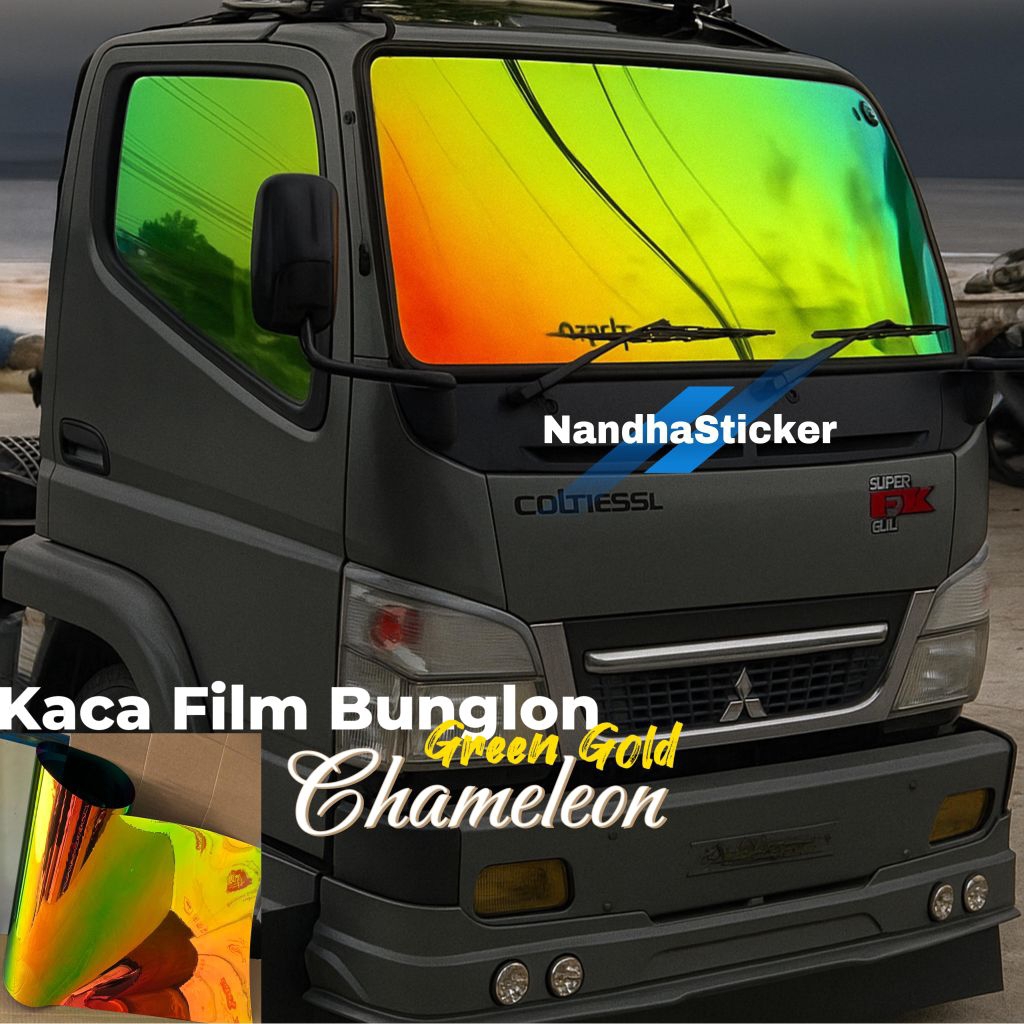 KACA FILM MOBIL PELANGI / RAINBOW / BUNGLON GREEN GOLD