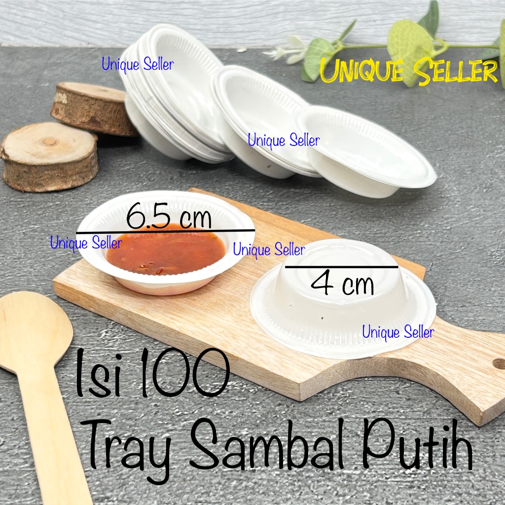 Mika Tray Sambal Saos Kecap PUTIH isi -+ 100 pcs Tray Mika Sambal Saos Kecap Mayo Sambel Bumbu Putih
