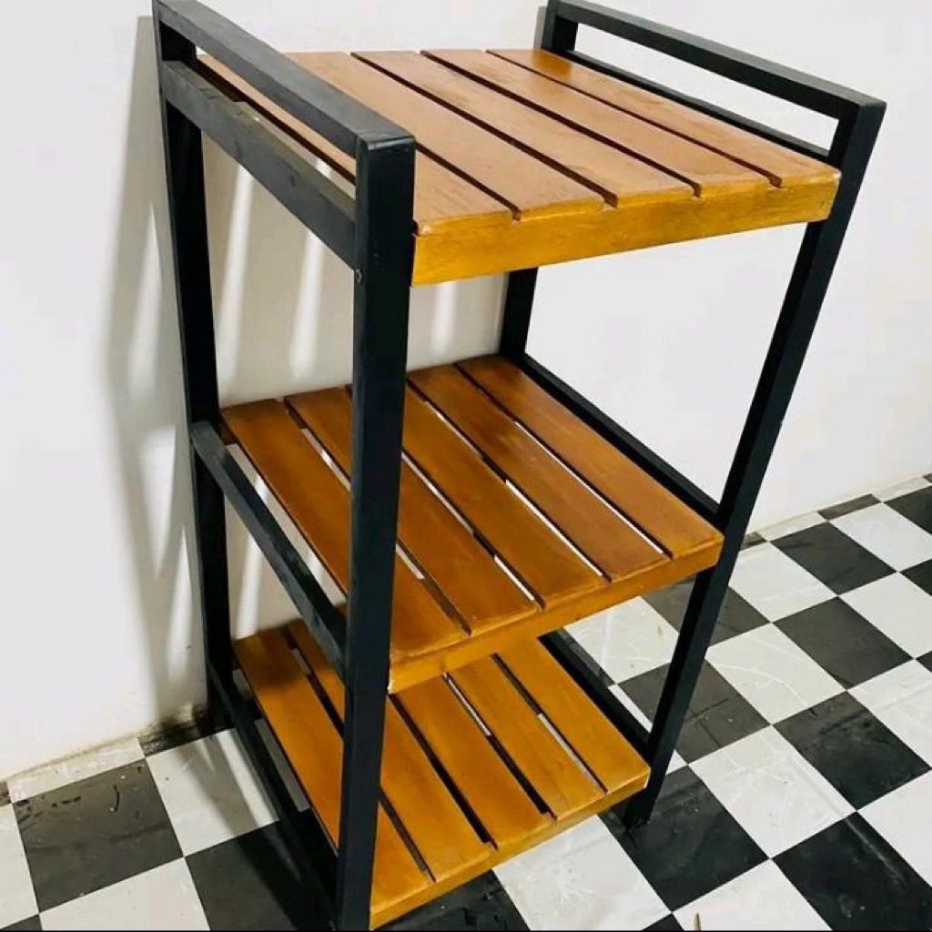 RAK 2 SUSUN DAN 3 SUSUNSERBAGUNA WARNA HITAM Dapur Jati Kayu  Sendal mainan anak tertutup susu stabi