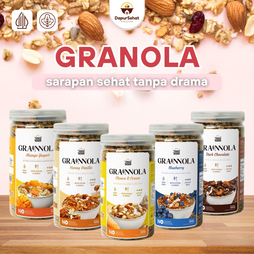 

Granola Timur Tengah 500 gr Sereal Sarapan Sehat Oatmeal With Almond and Mete