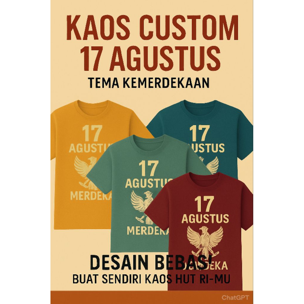 Kaos Tema Indonesia Merdeka – Bikin Sendiri Desainmu
