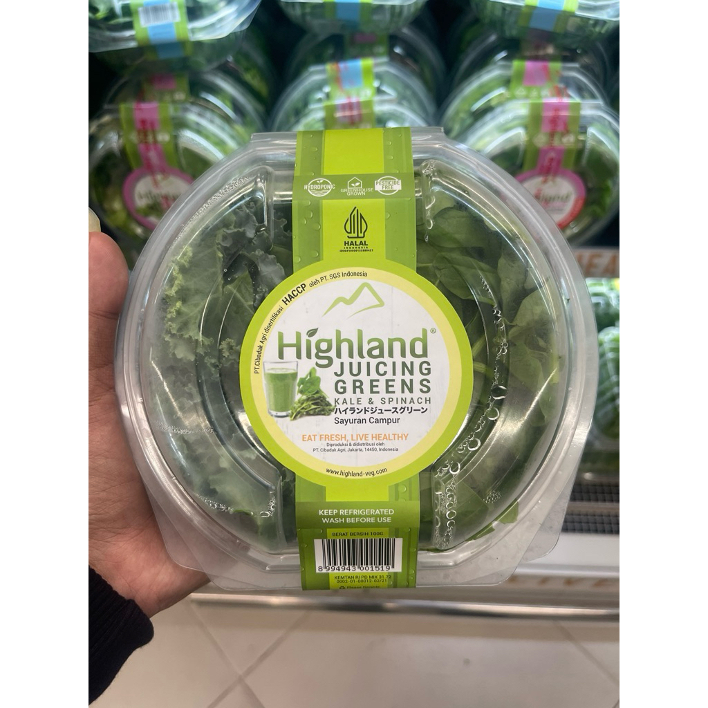 

Highland Juicing Greens Kele & Spinach | Sayur Campur Berat Bersih 100g