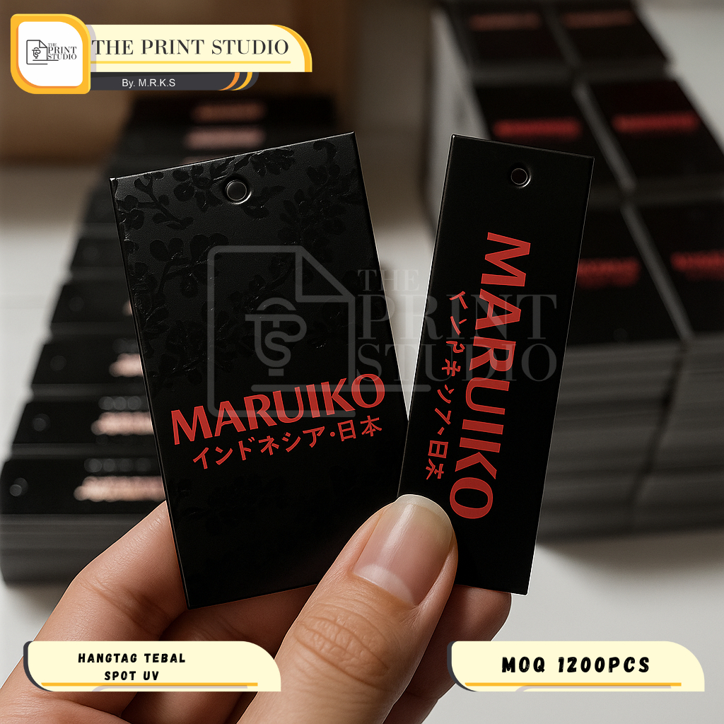 

CUSTOM HANGTAG PREMIUM-FINISHING Foil | Embos | FOIL EMBOS | DEBBOS | Spot UV | Mata Itik