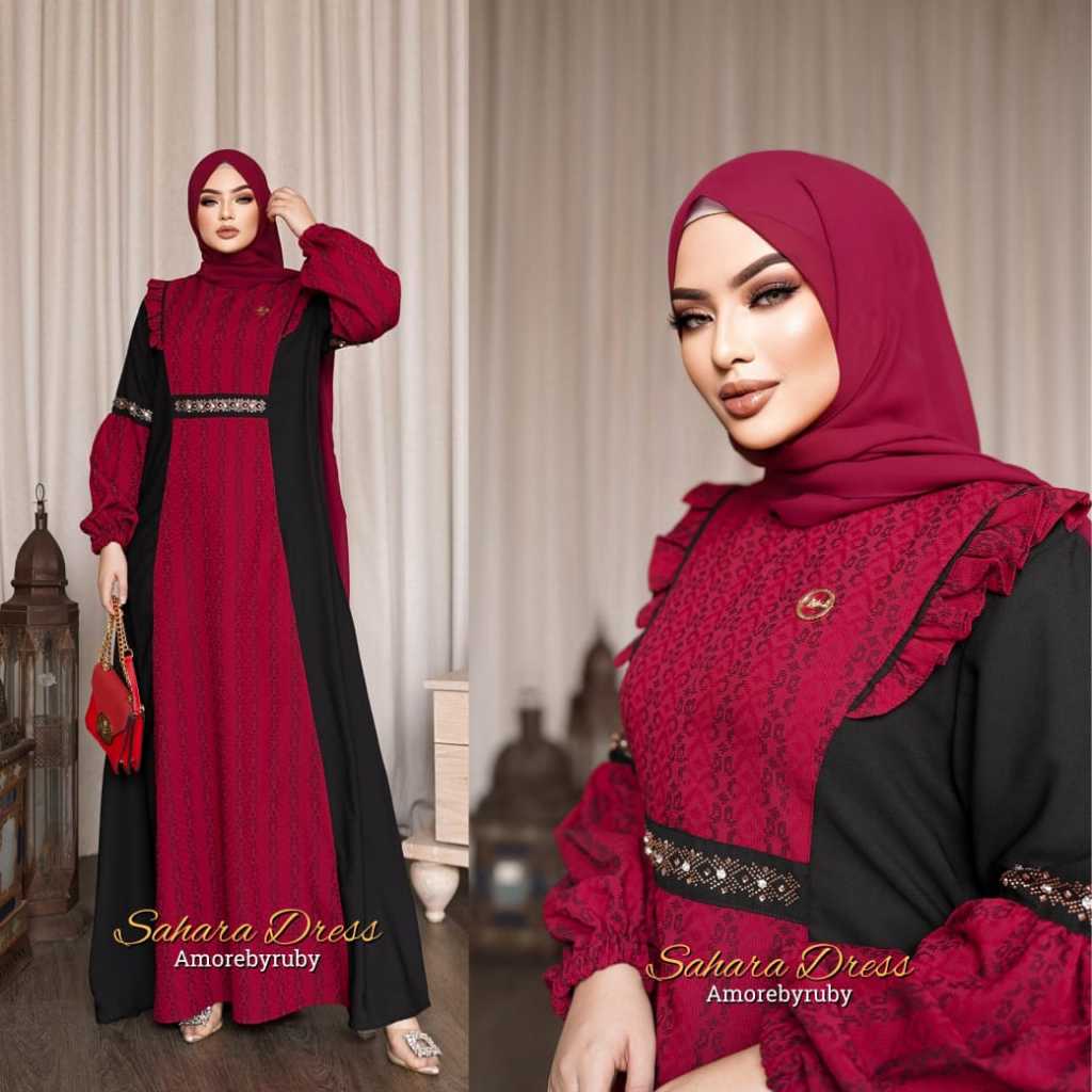 sahara dress gamis amore by ruby motif terbaru manik swarovsky simple elegant kekinian
