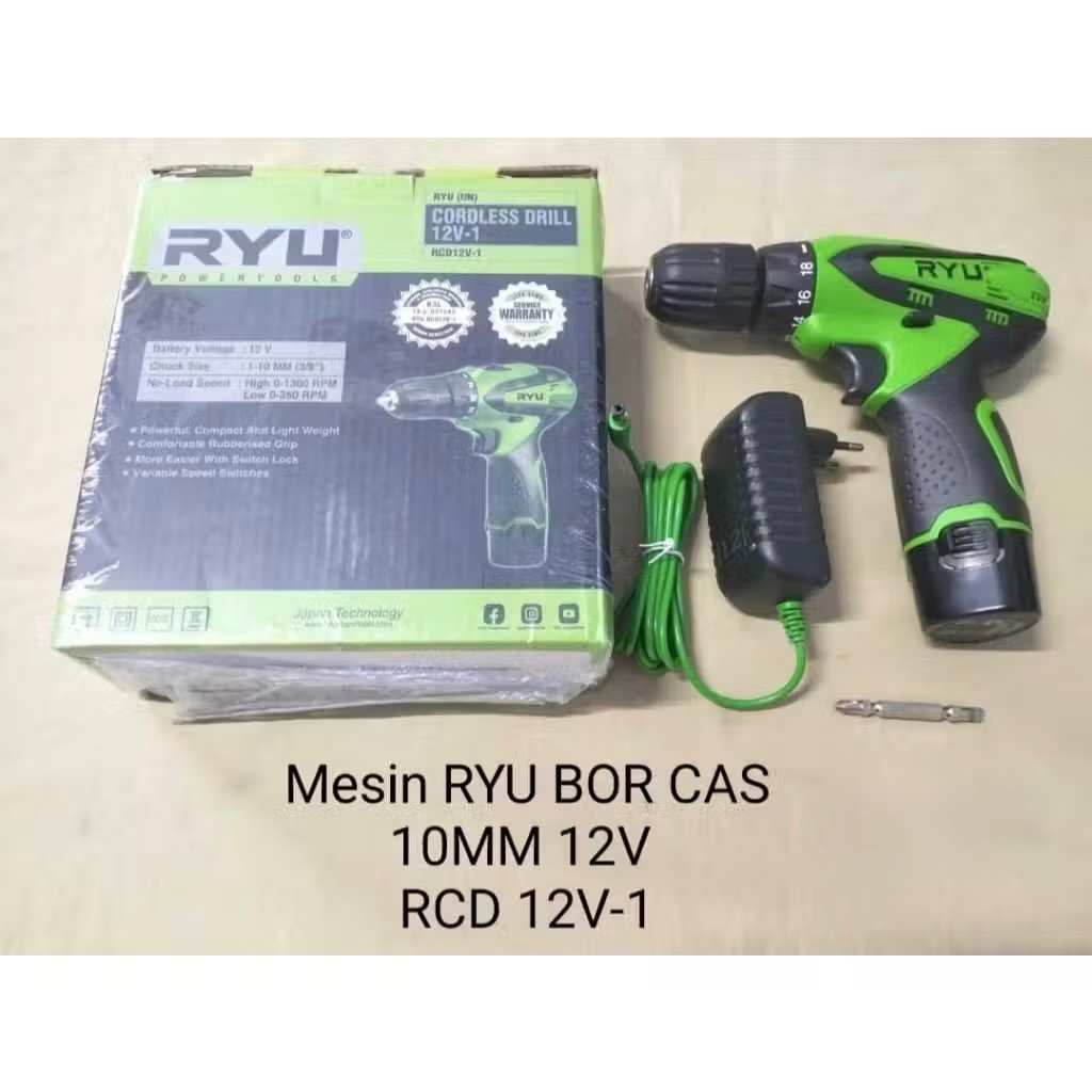 RCD 12 V-1   MESIN BOR CAS RYU 12 VOLT / MESIN BOR CORDLESS RYU 12 V / MESIN BOR BATERAI RYU