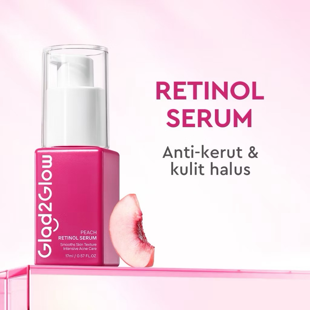 Glad2Glow Peach Retinol Serum acne peeling serum skincare white glycolic acid Wajah serum vitamin c 