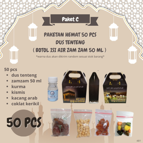 

paketan hemat kerikil teng teng untuk oleh oleh haji dan umroh 50 pcs ( botol isi air zam zam 50 ml )