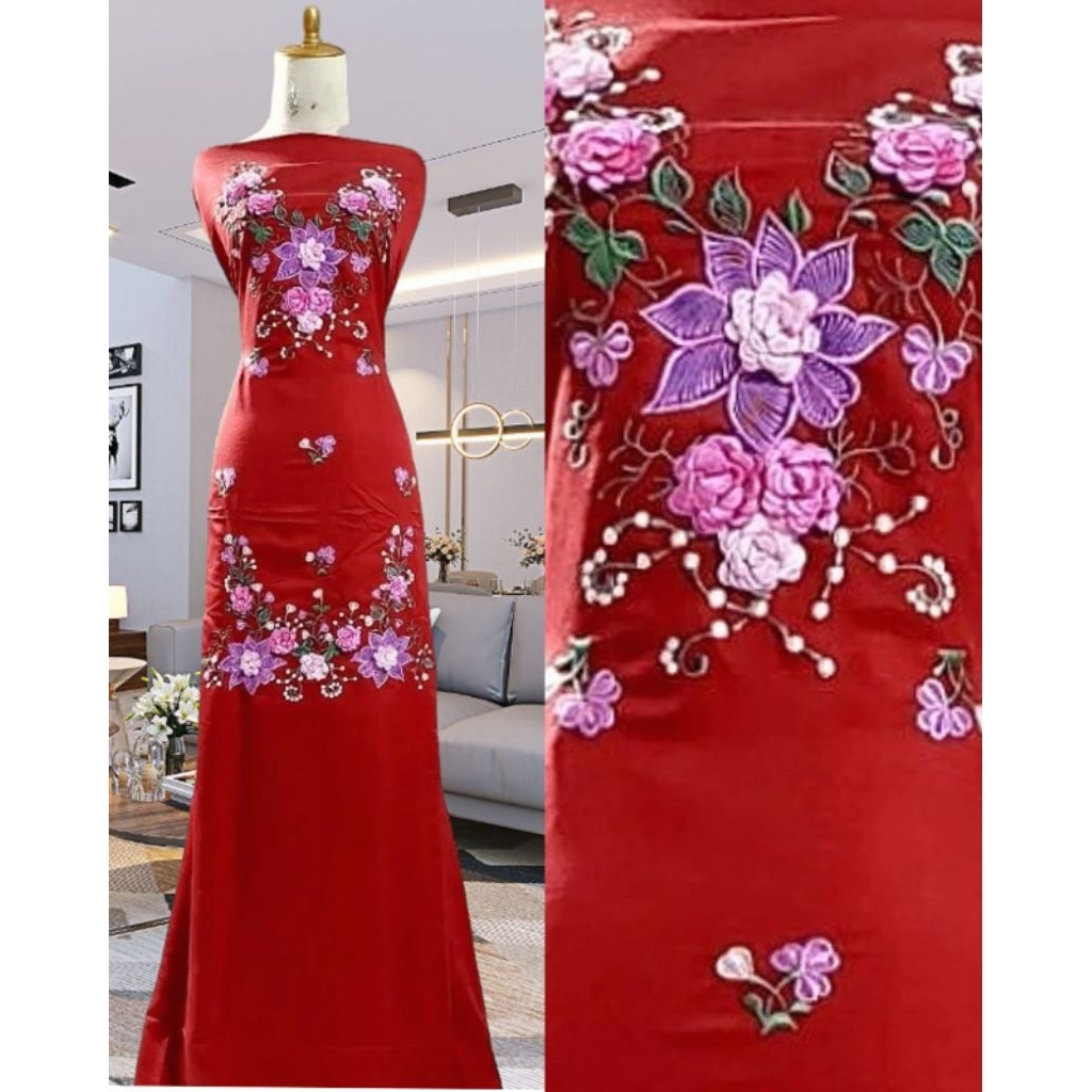 bahan/ bakal baju kurung/ gamis bordir timbul Bukittinggi