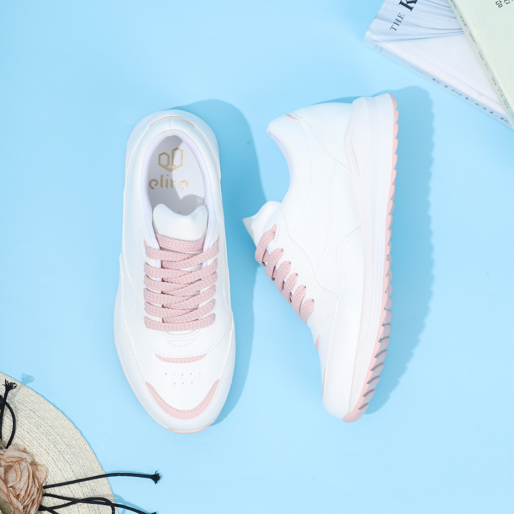 Elira Sepatu Sneakers Kasual Wanita Freya White Pink Cream Casual Shoes Women Pasti Diskon