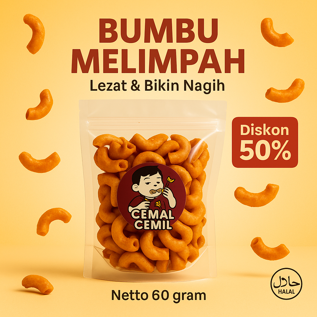 

Makaroni Pedas Gurih 60gr | Snack Renyah Bumbu Melimpah