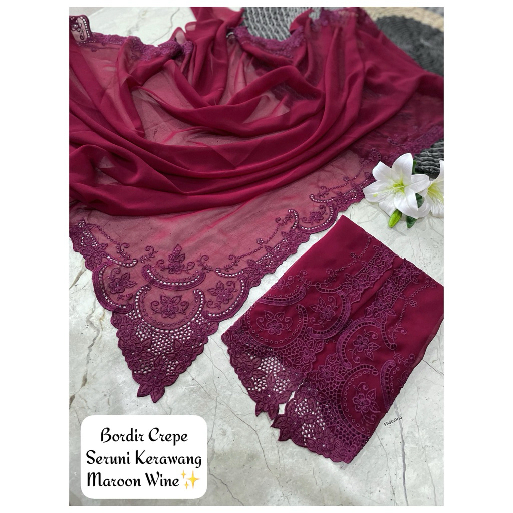 Kain kebaya bordir seruni sifon crepe