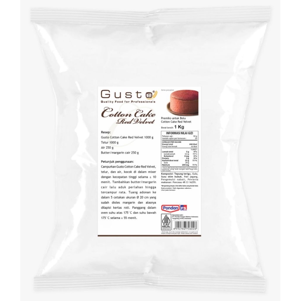 

Existing Gusto Cotton Cake Red Velvet 1kg