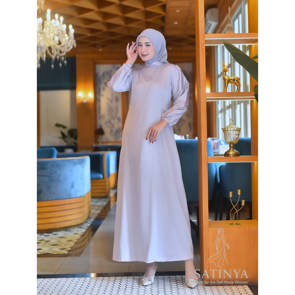 SATINYA DRESS SATIN SILK PREMIUM - DRESS POLOS - GAMIS POLOS - DRESS KONDANGAN - GAMIS MUSLIMAH - DR