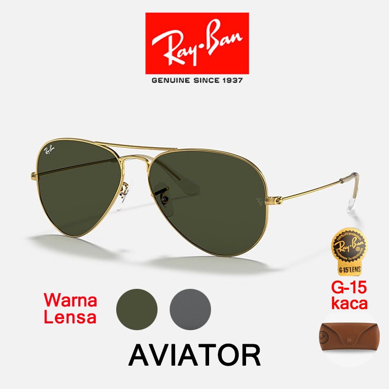 100% Original Kacamata Hitam Ray-ban Original Sunglasses Aviator Classic RB3025 Lensa Kaca Unisex