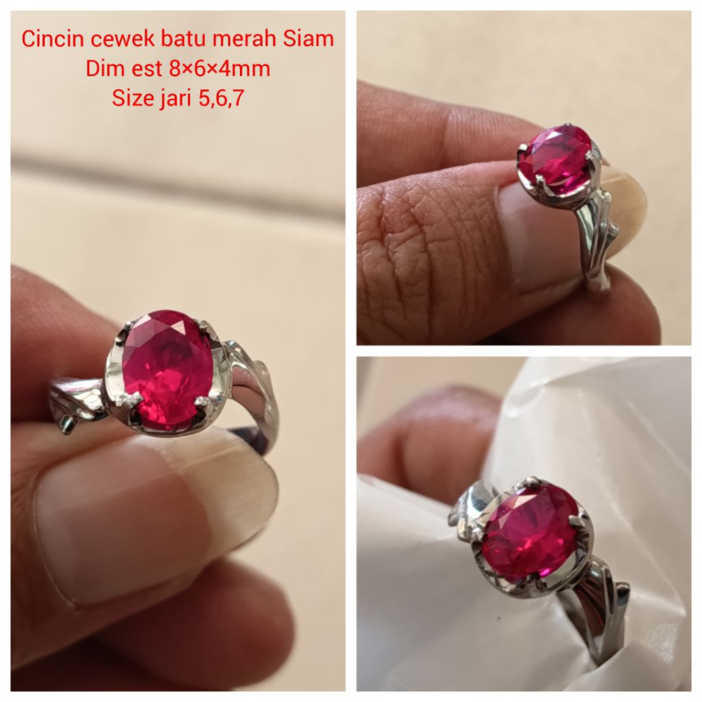 CINCIN CEWEK BATU MERAH DELIMA SIAM CUTTING