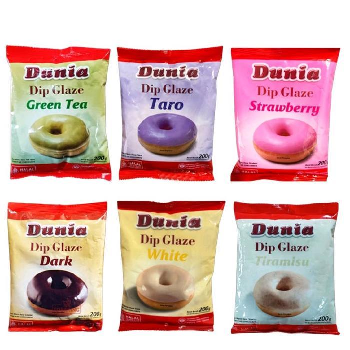 

DUNIA Dip Glaze Donat All Varian 200gr Semua Rasa Strawberry White Green Tea Dark Chocolate Tiramisu Taro Stroberi Coklat Topping Donat Toping Roti Kue Original Murah Malang Jatim