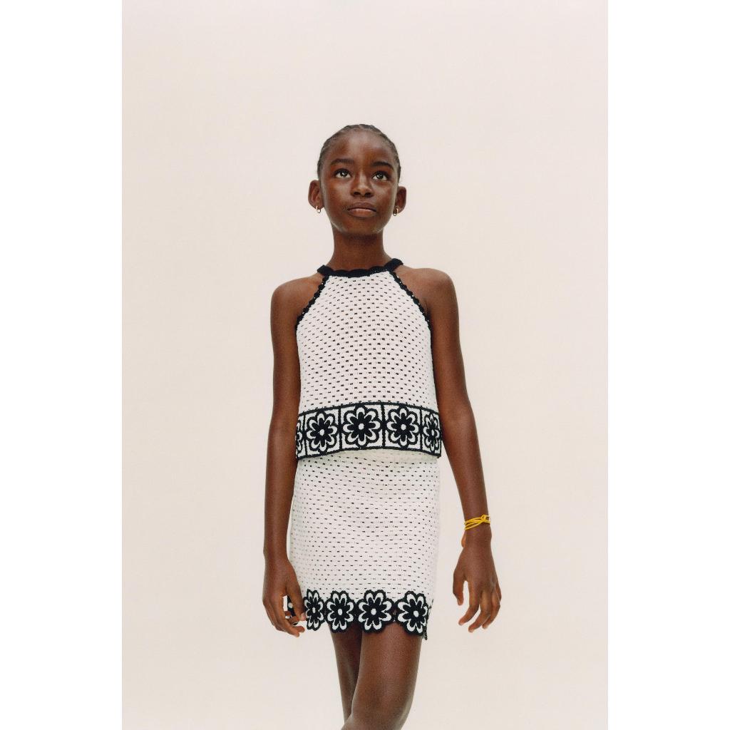 ZARA TOP RAJUTAN CROCHET KERAH HALTER BUNGA