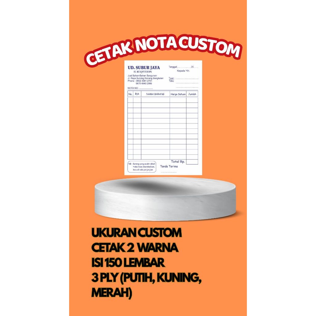 

Cetak nota custom kertas ncr 2 ply kertas ncr 3 ply