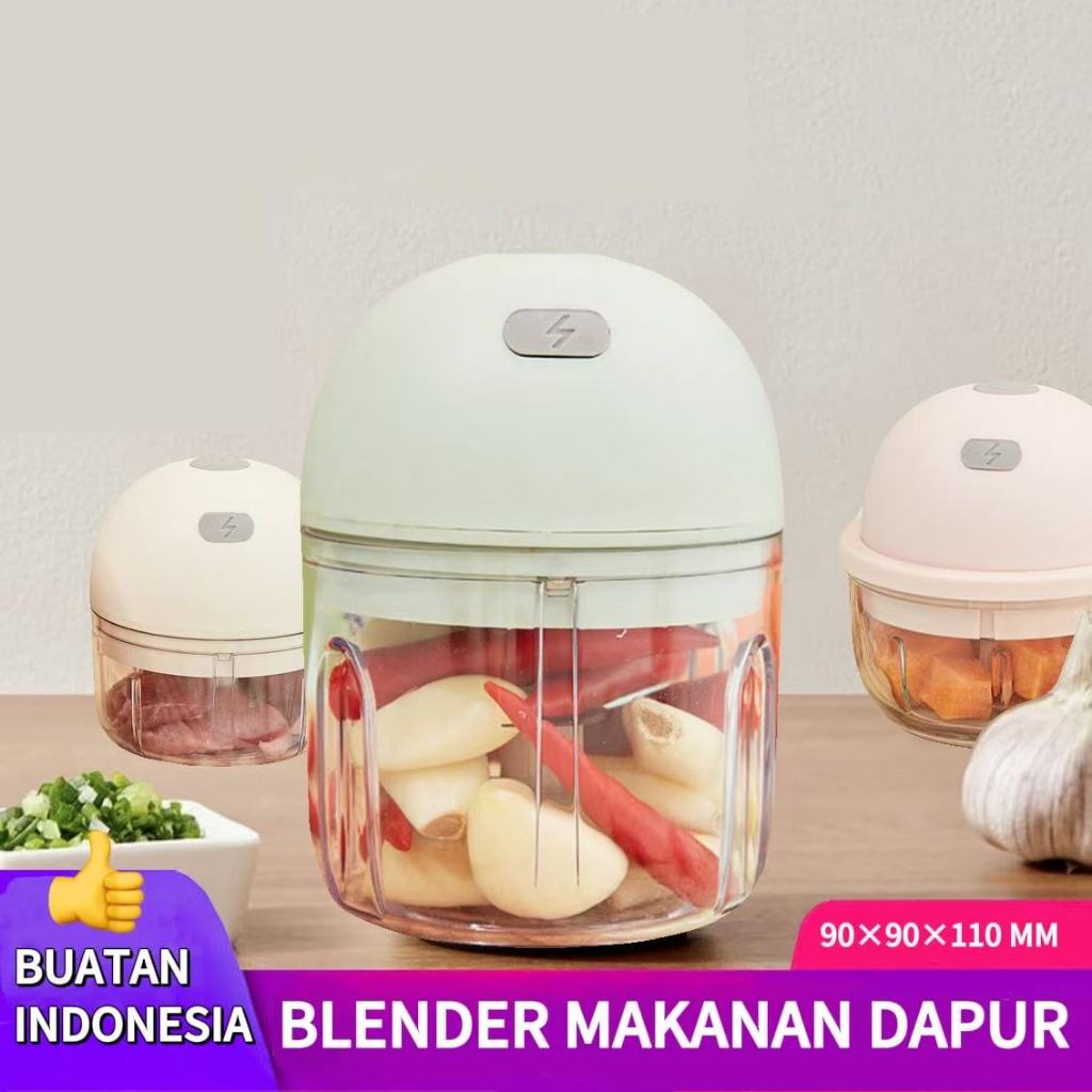 BlenderMakanan Dapur Mini  Chopper Bumbu/ Dading/ Jahe Blender Listrik 100ml 2 mata Pisau