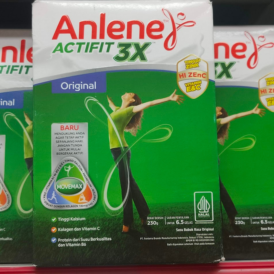 

ANLENE Actifit 230gr Susu Bubuk Tinggi Kalsium rasa Cokelat / Vanila / Original
