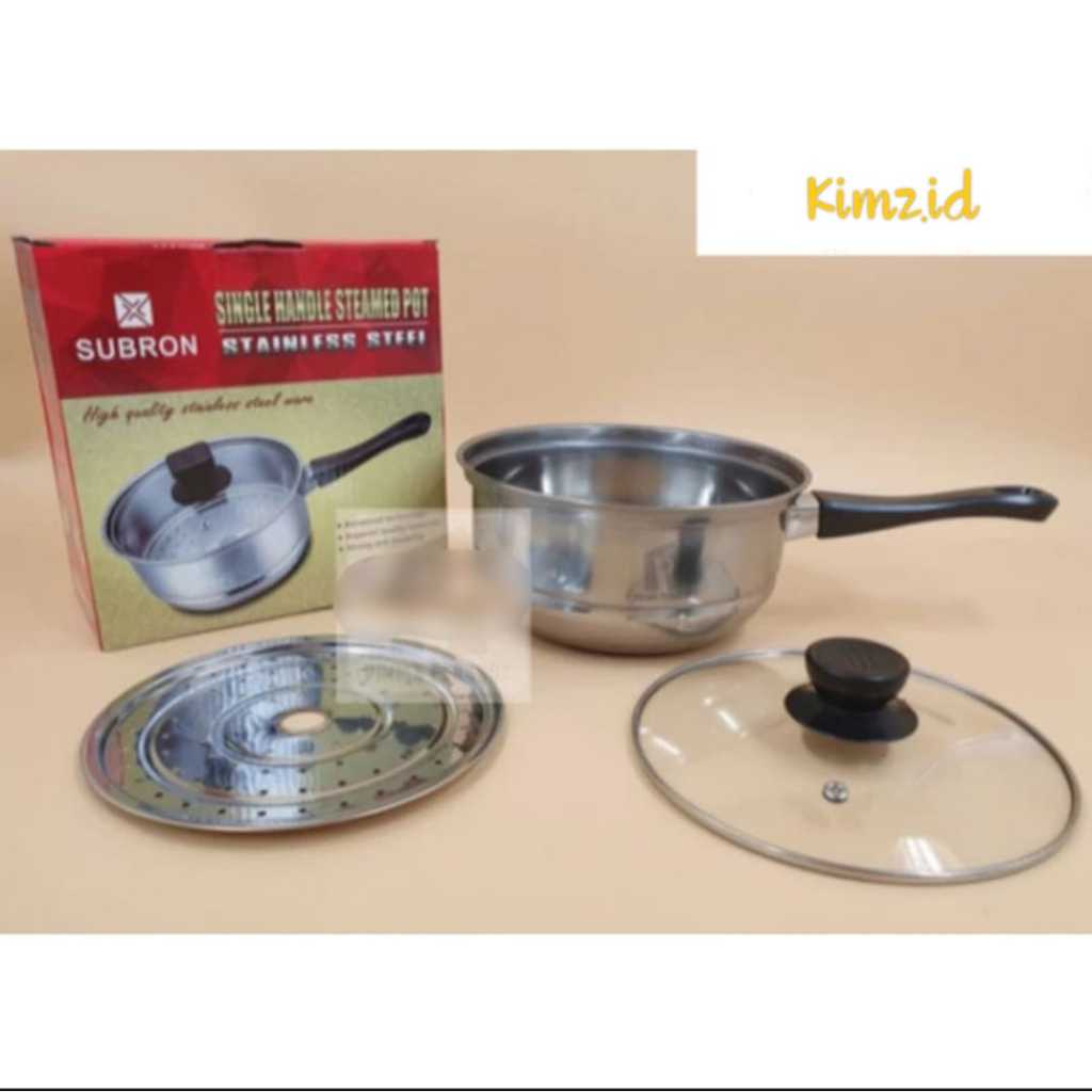 PANCI SUSU STAINLESS STEEL SUBRON + TUTUP KACA + STEAMER/KUKUSAN | PANCI SUSU | PANCI STAINLESS | PA