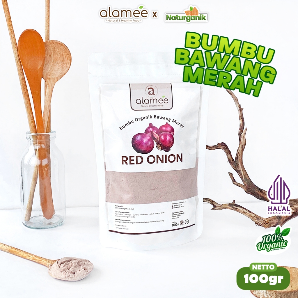 

ALAMEE Bawang Merah Bubuk Bumbu Dapur Instan Red Onion Powder Masak Seasoning 100 Gram Naturganik