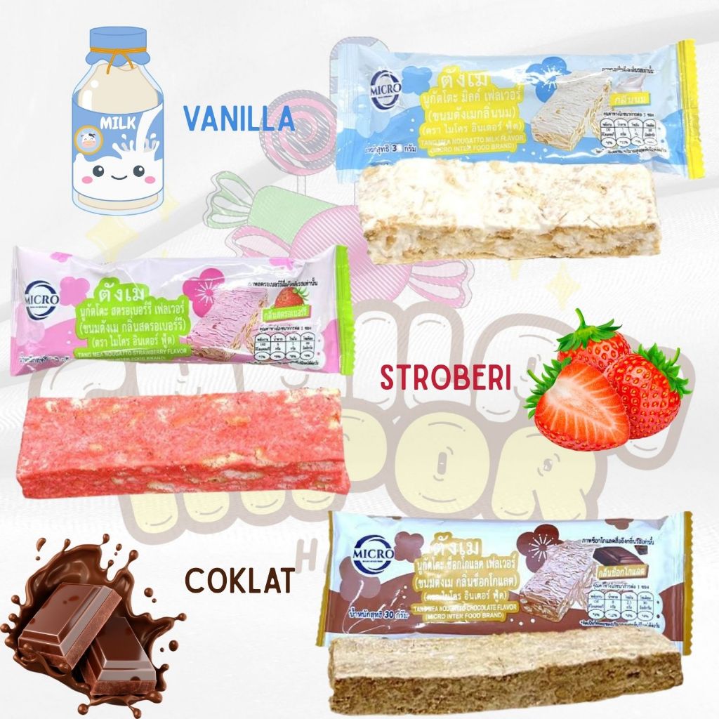 

[ 100% HALAL ] Permen Kue Berbagai Varian rasa vanilla , coklat dan stroberi