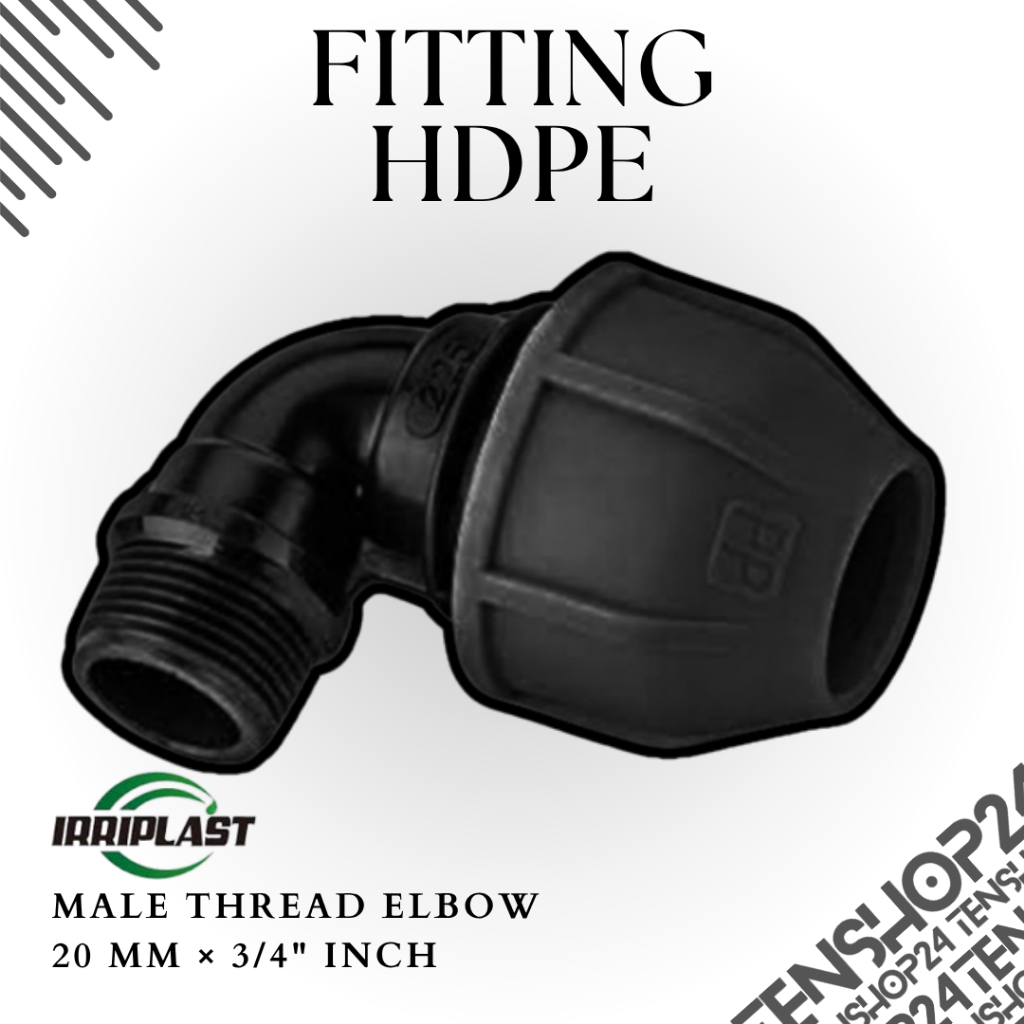 Fitting HDPE Male Thread elbow / Knee Drat Luar - 20mm x 3/4" Kualitas Tinggi Sambungan Pipa HDPE