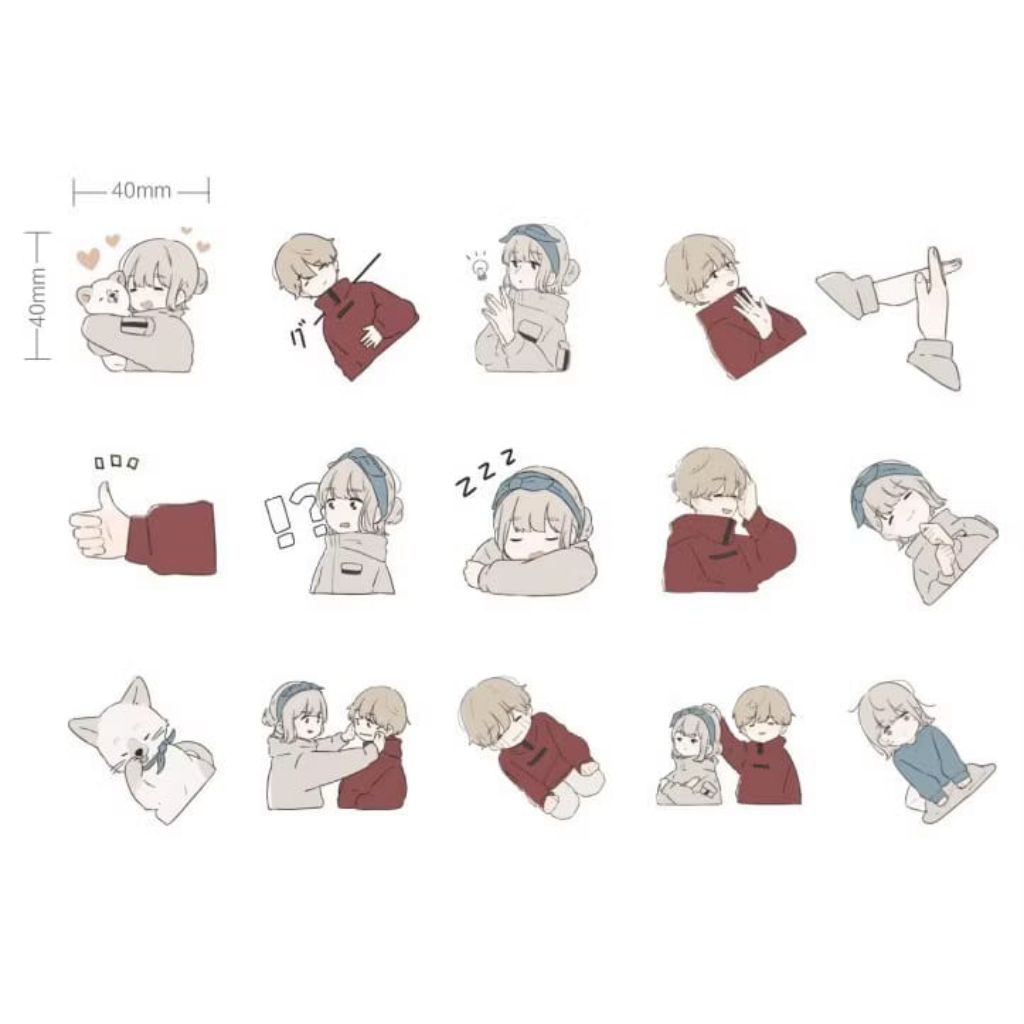 

Sticker Couple Cute isi 7pcs_Sticker Falling In Love Deco