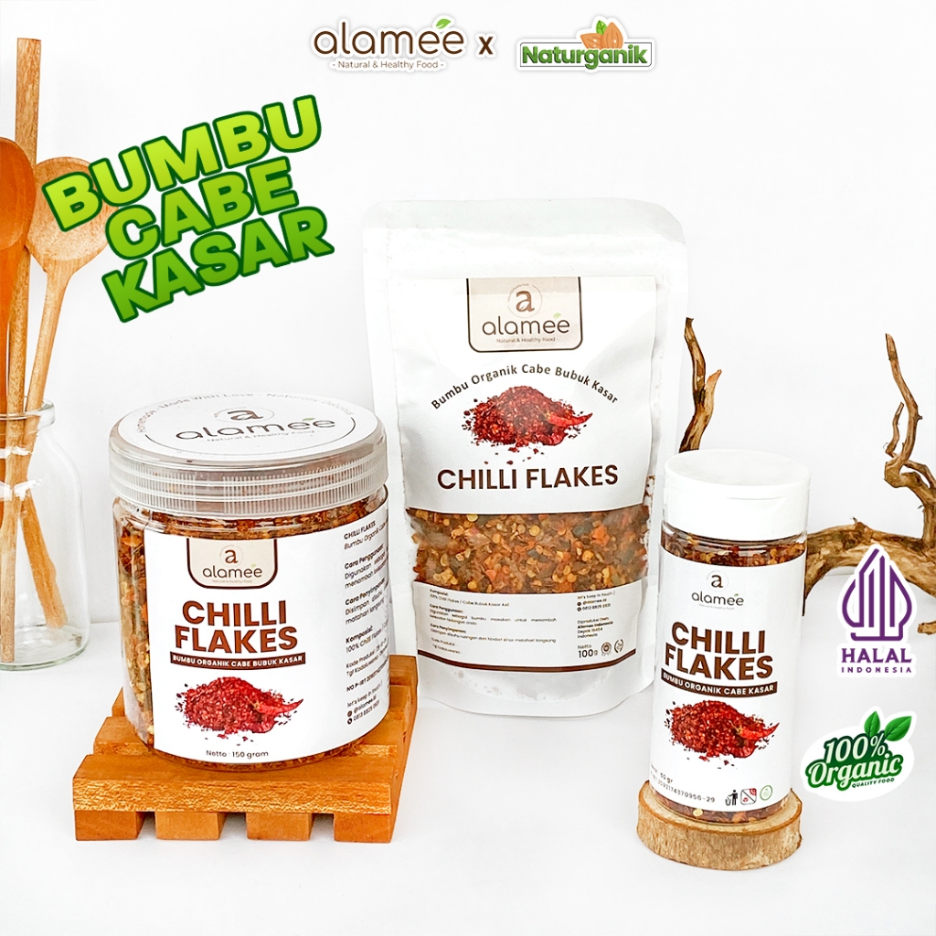 

ALAMEE Chili Flakes Cabe Giling Kasar Chilli Cabai Bubuk Bumbu Dapur Instan Organik Naturganik