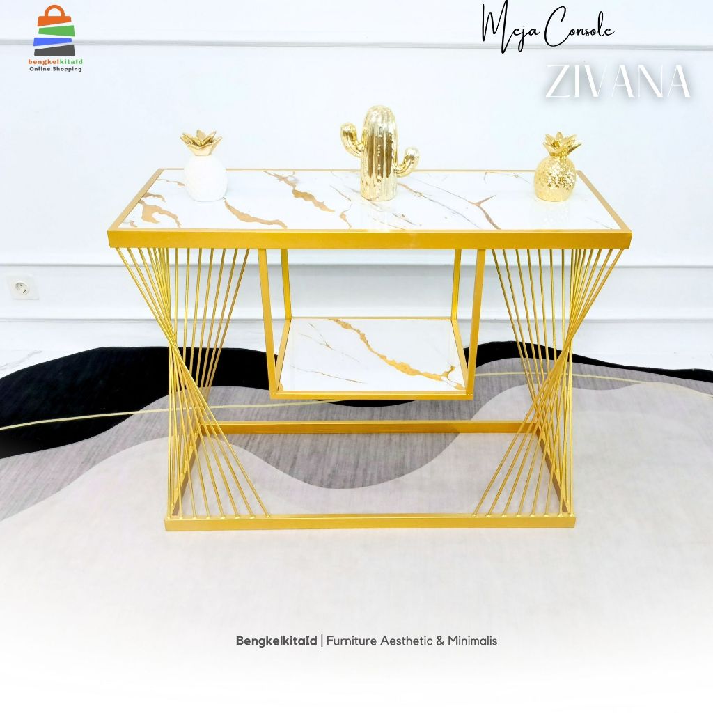 Zivana Meja Console Meja Nail Art Minimalis Meja Nail Art Aesthetic Meja RuangTengah Console